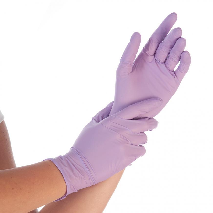 Purple latex gloves